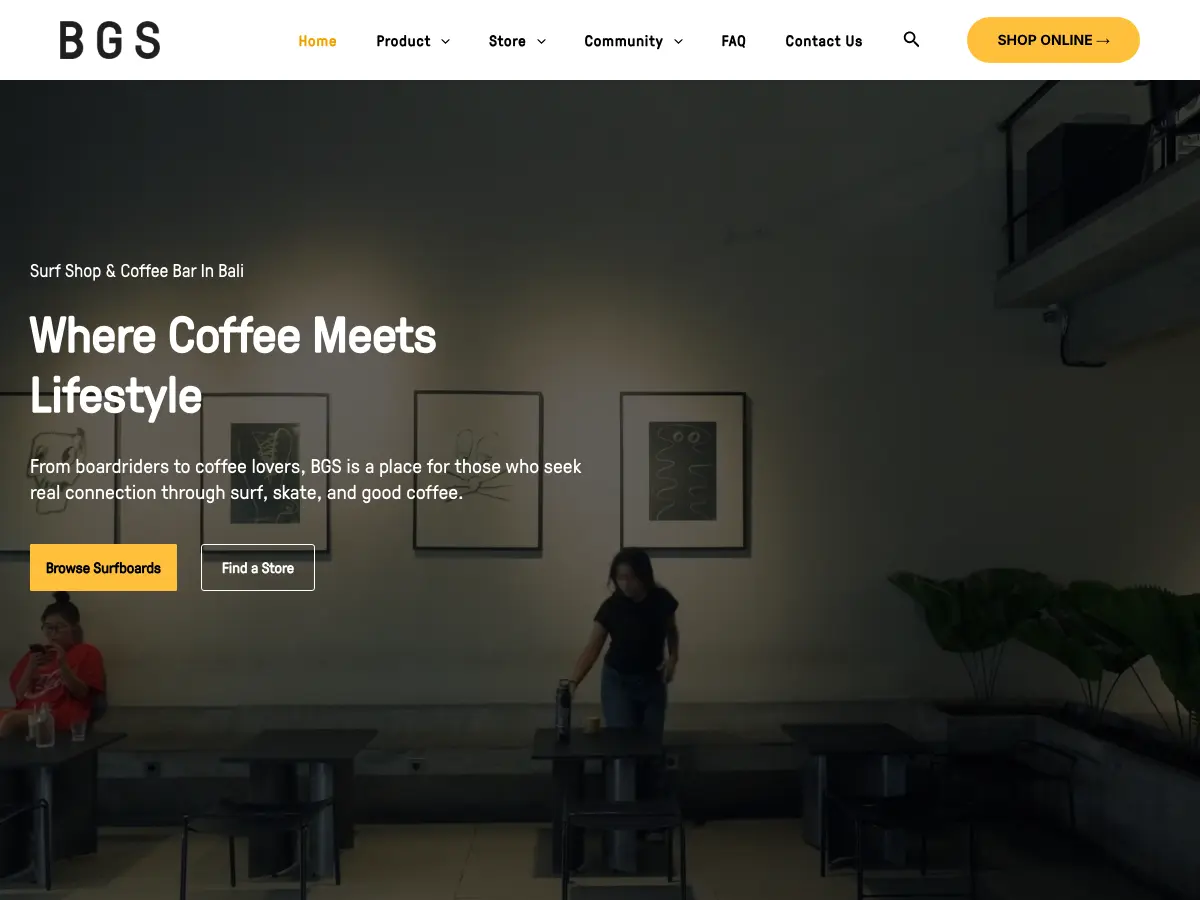BGS Ubud - Coffee Bar & Lifestyle Shop's website