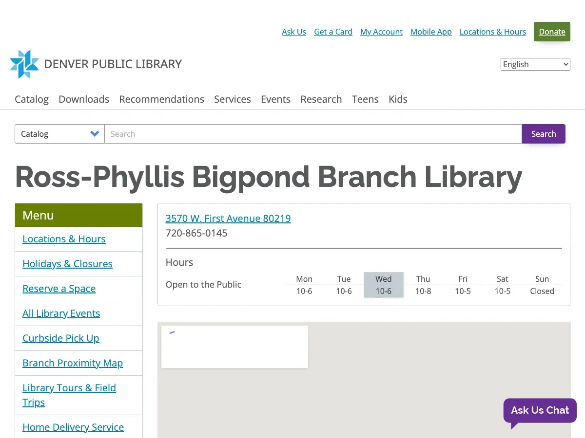 Ross-Barnum Branch Library's website