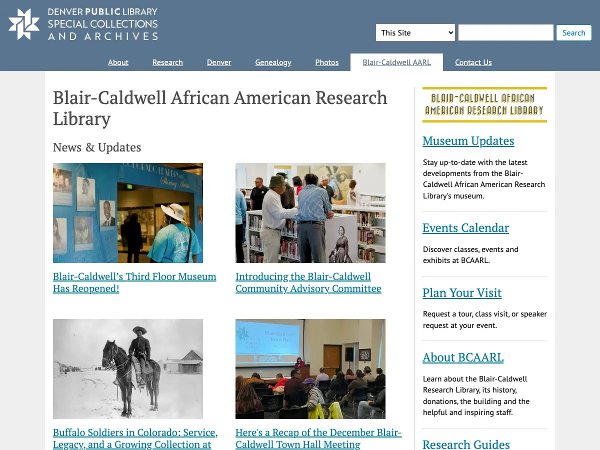 Blair-Caldwell African American Research Library's website