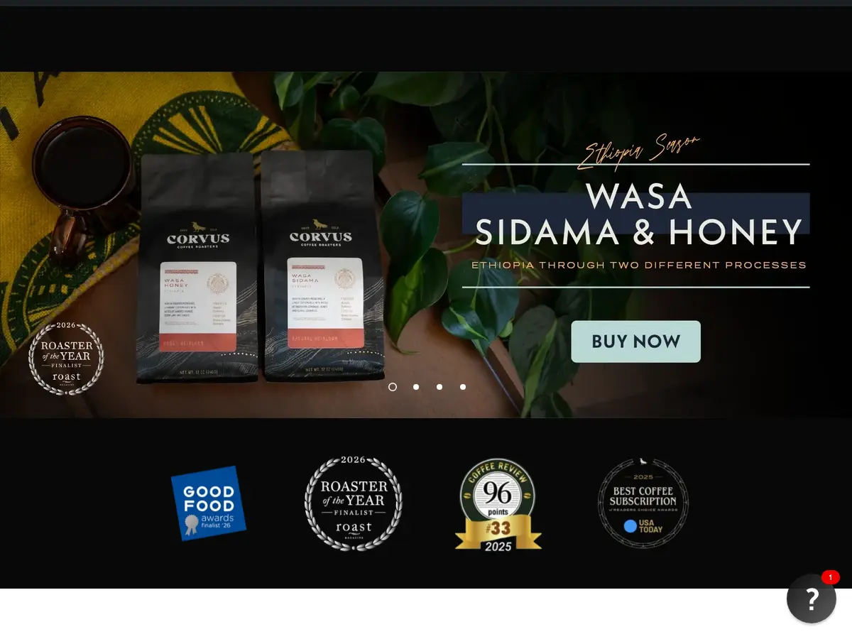 Corvus Coffee Roasters's website