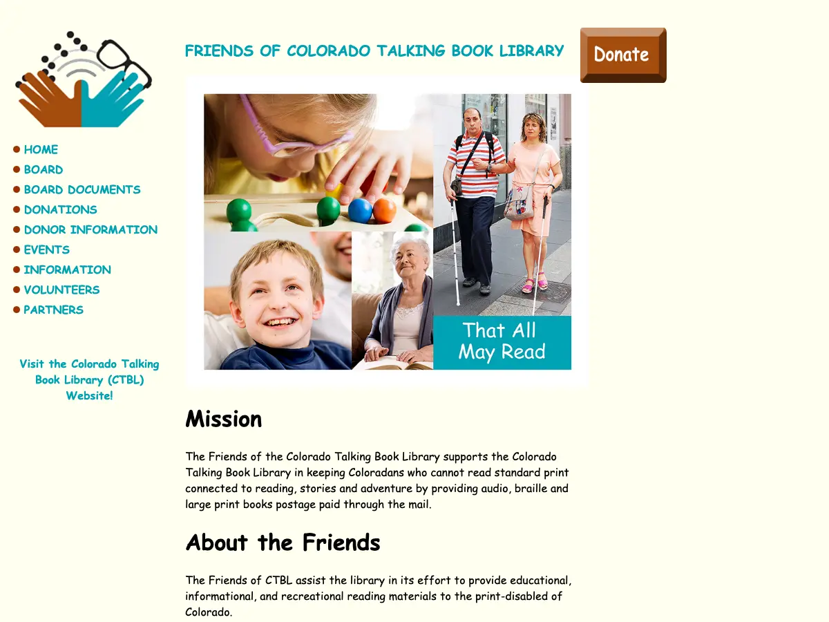 Colorado Talking Book Library's website
