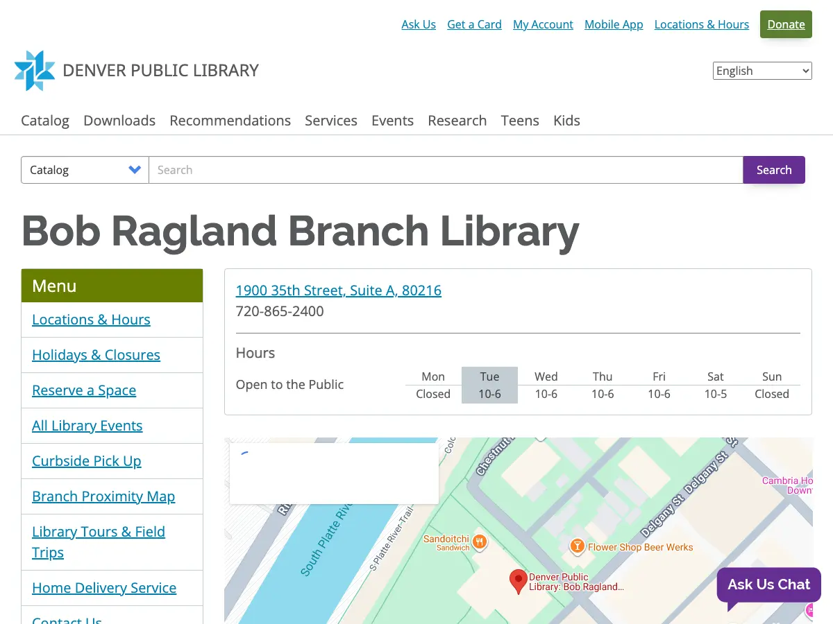 Bob Ragland Branch Library's website