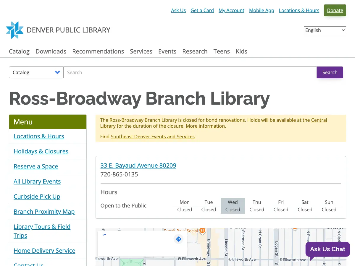 Ross-Broadway Branch Library's website