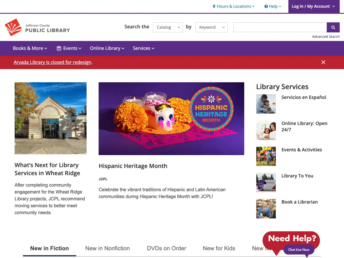 Jefferson County Public Library's website
