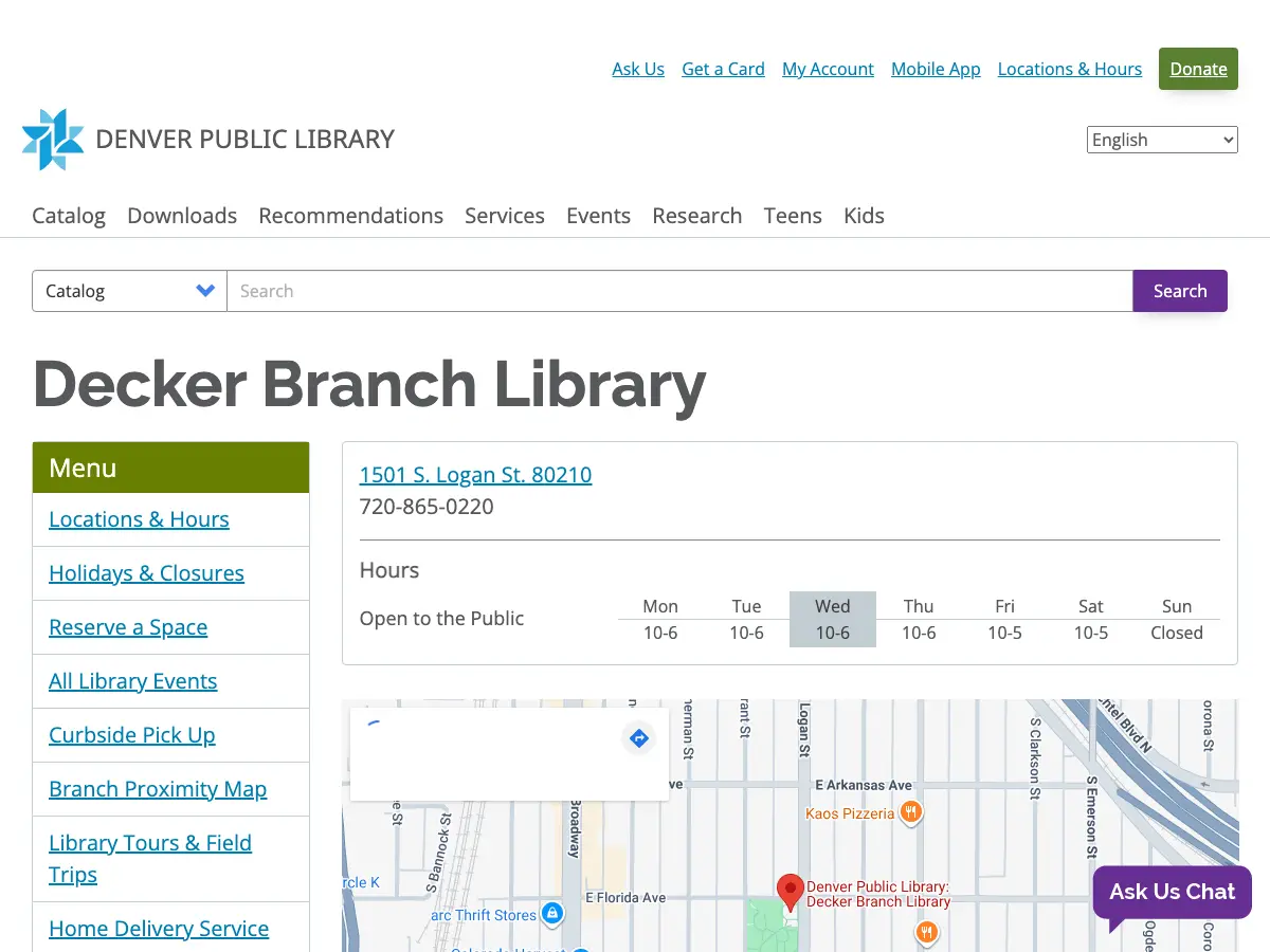 Decker Branch Library's website