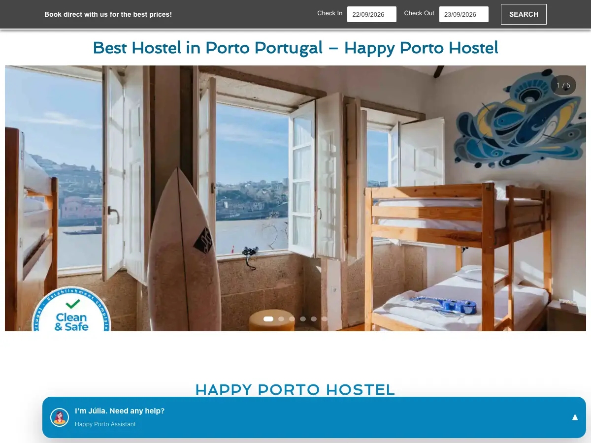 Happy Porto Hostel's website