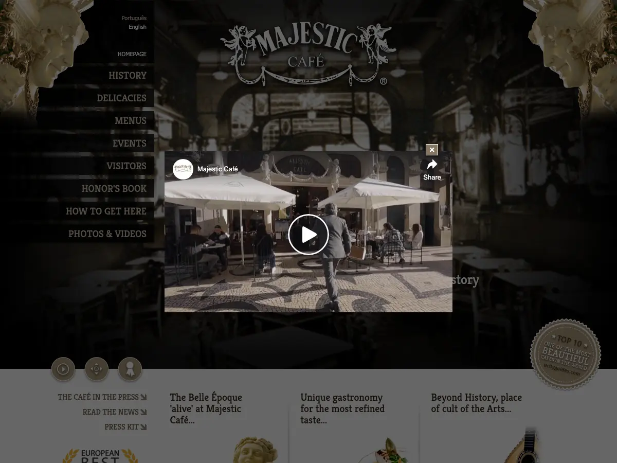 Majestic Café's website