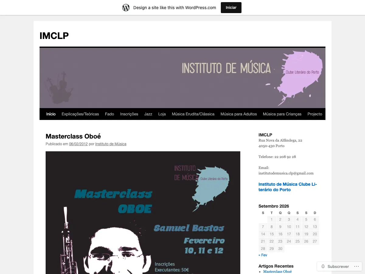Clube Literário do Porto's website