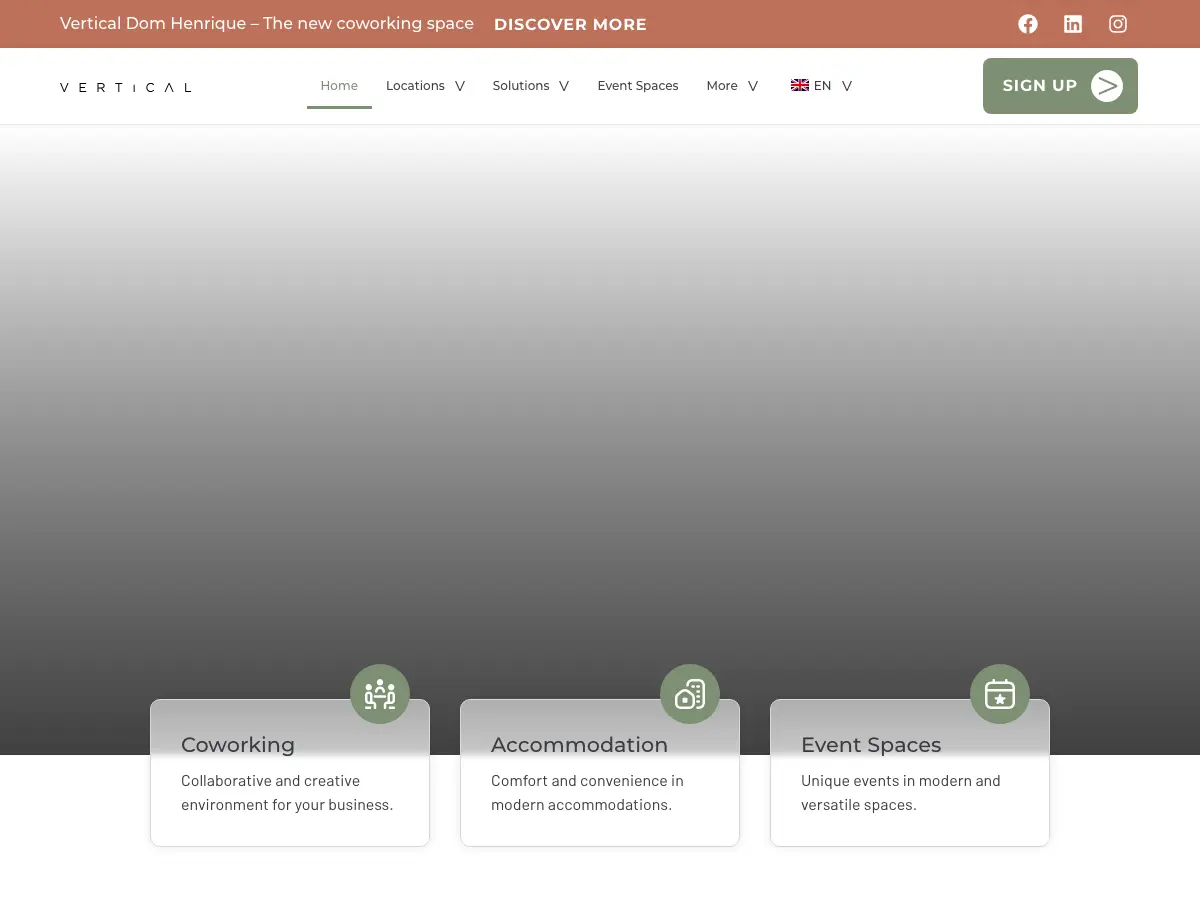Vertical Coworking Dom Henrique's website