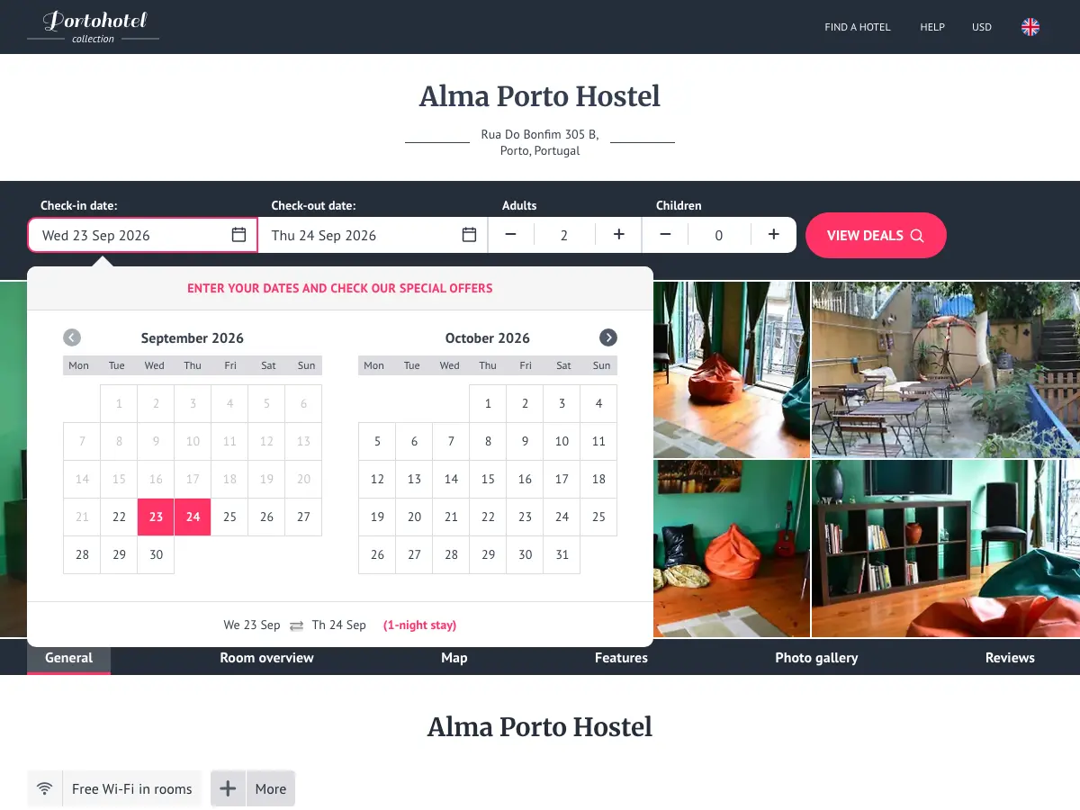 Alma Porto Hostel's website