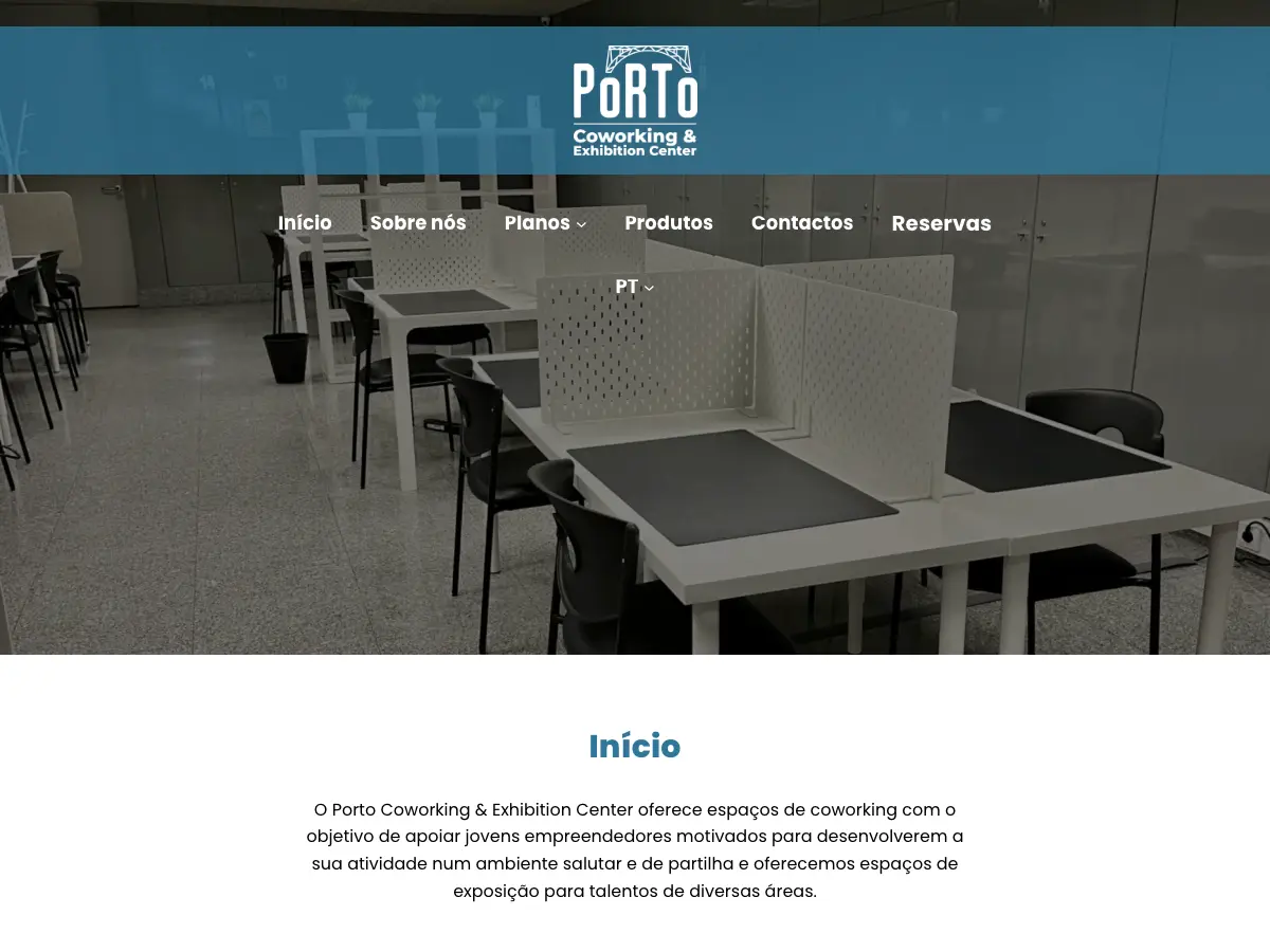Porto Coworking and Exhibition Center's website