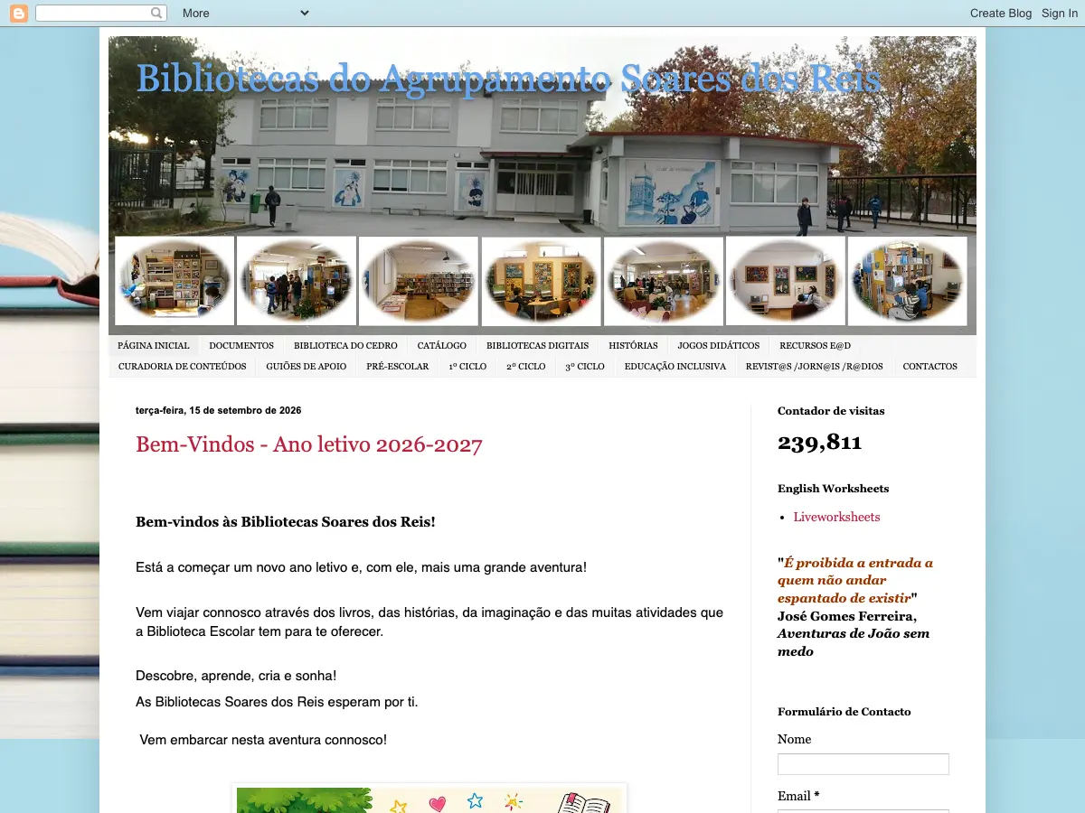 Biblioteca Escolar do Cedro's website