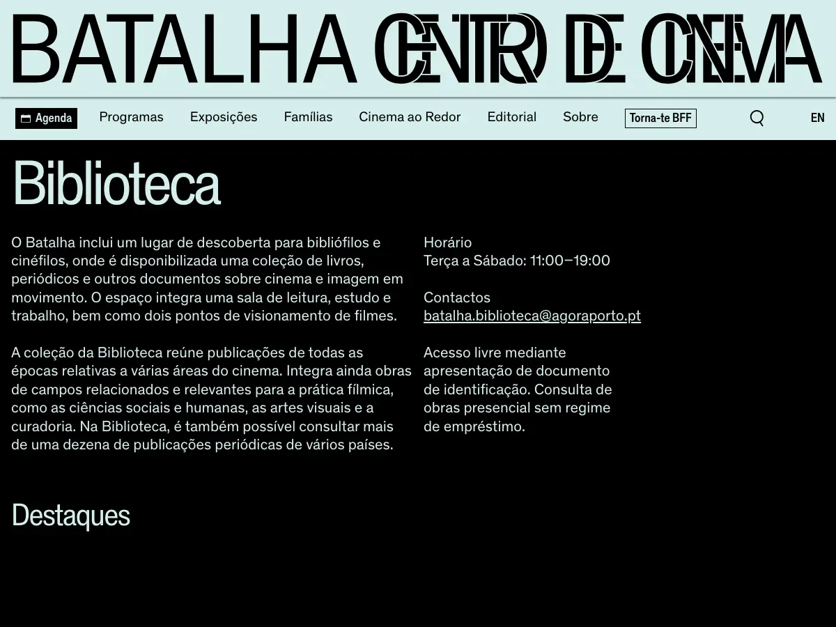 Biblioteca e Filmoteca Batalha Centro de Cinema's website