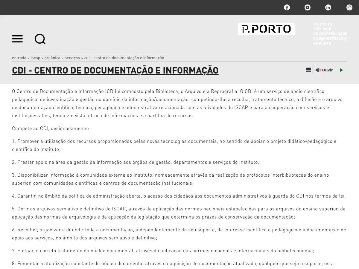 Biblioteca ISCAP's website