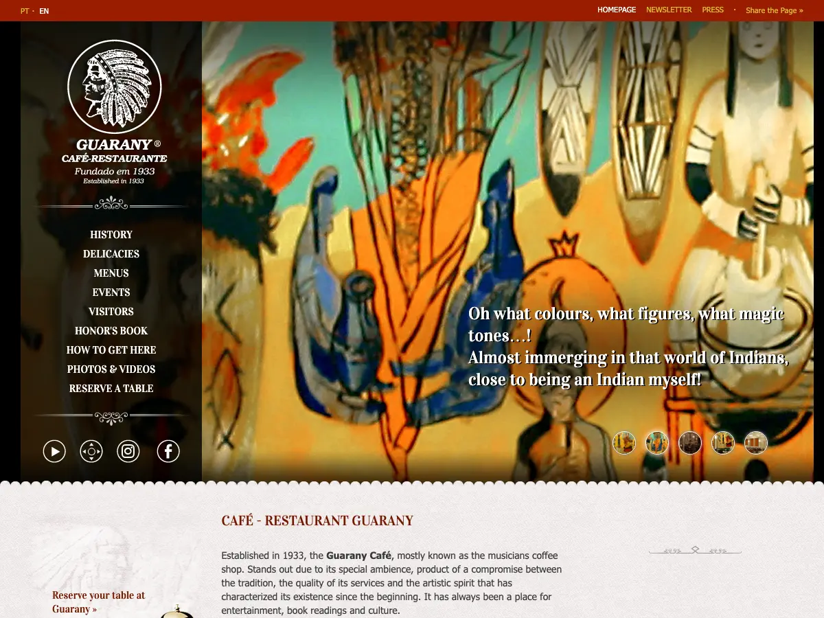 Guarany Café-Restaurante's website