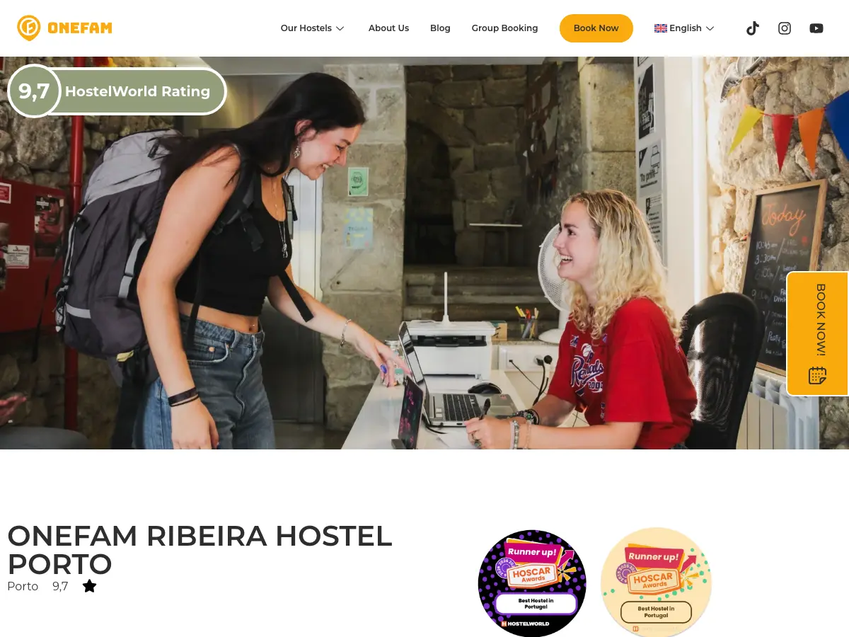 Onefam Ribeira Hostel Porto's website