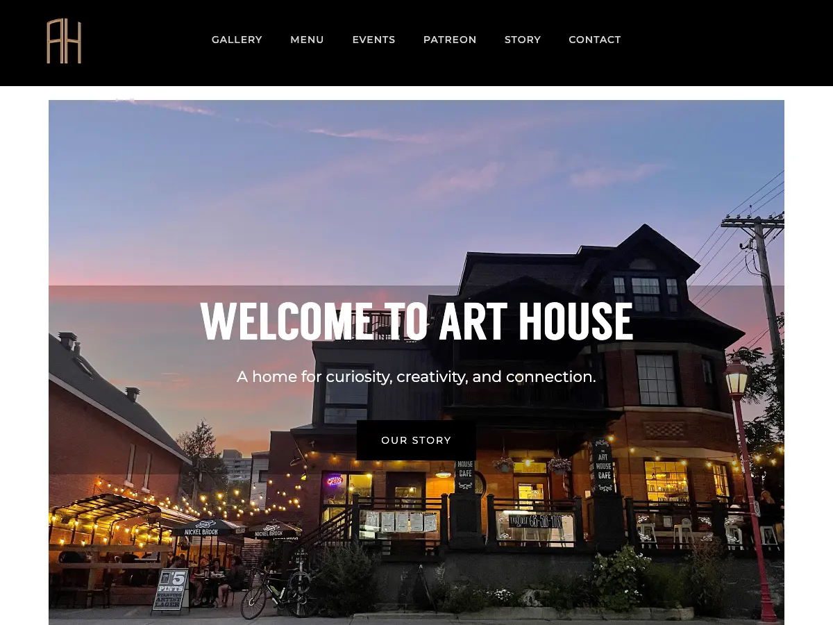 Art House Café's website