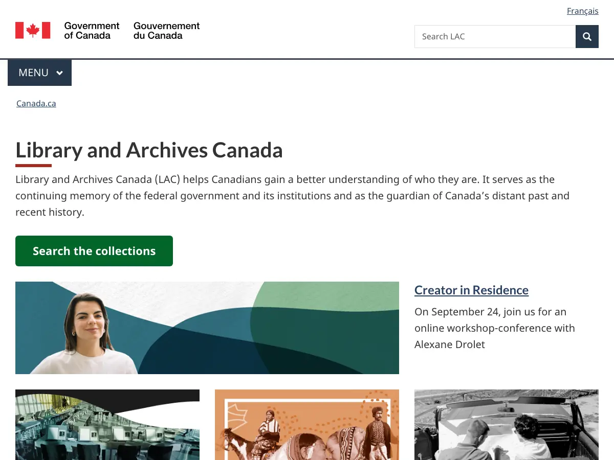 Library and Archives Canada's website
