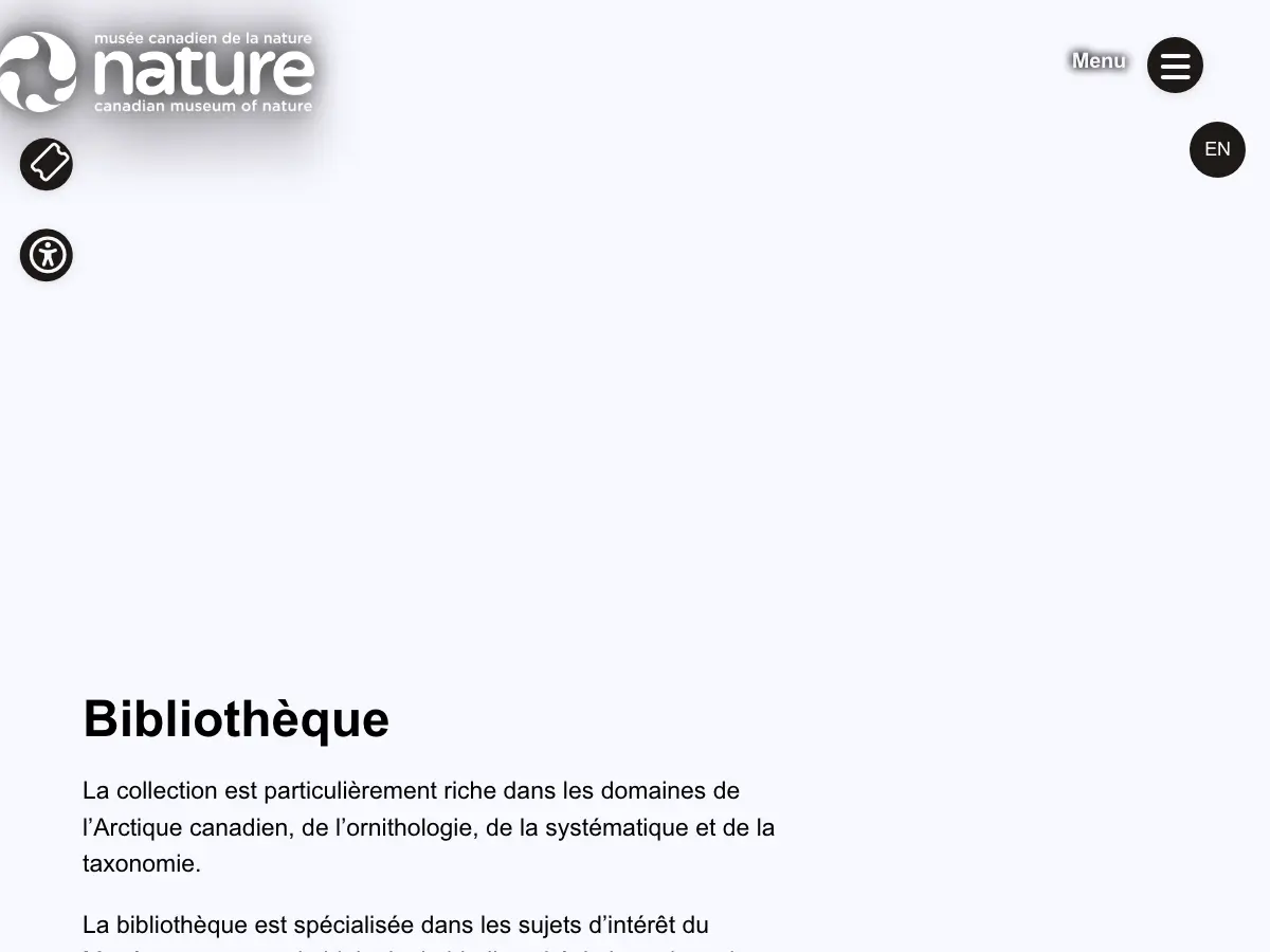 Canadian Museum of Nature Library's website