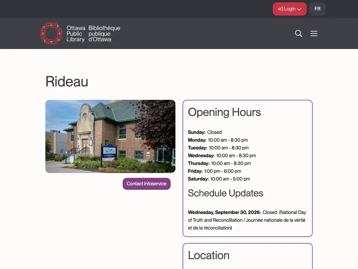 Rideau Library's website