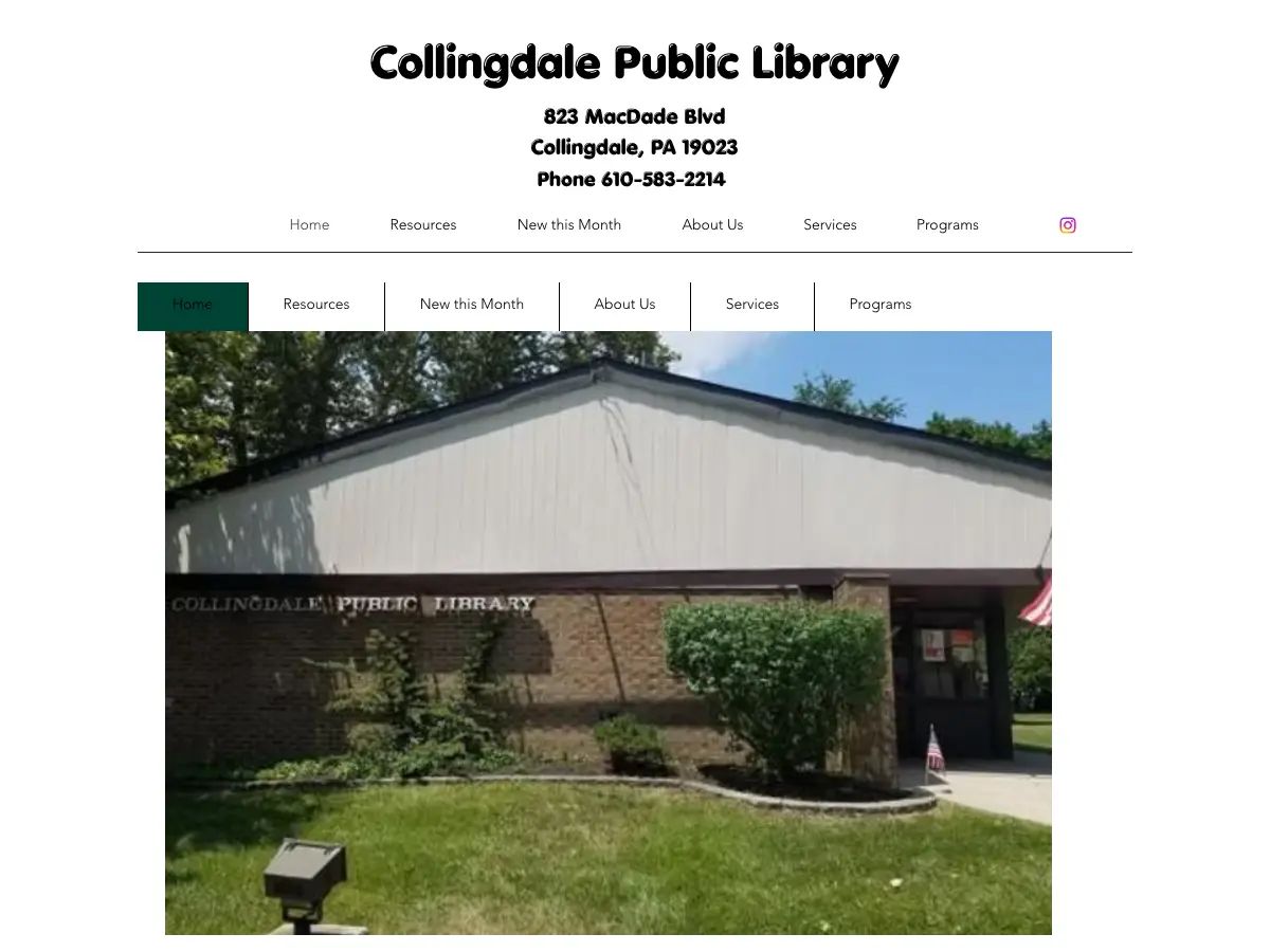 Collingdale Public Library's website