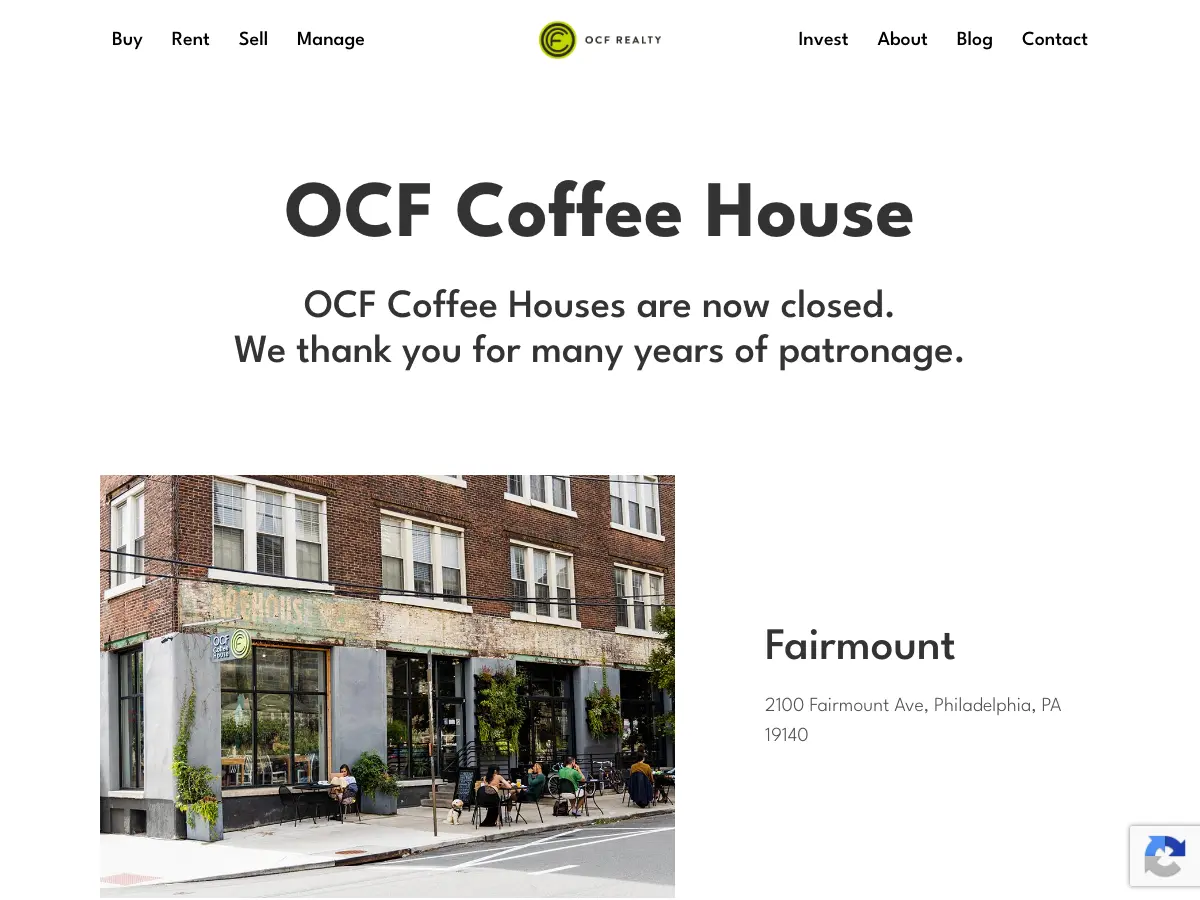 OCF Coffee House's website