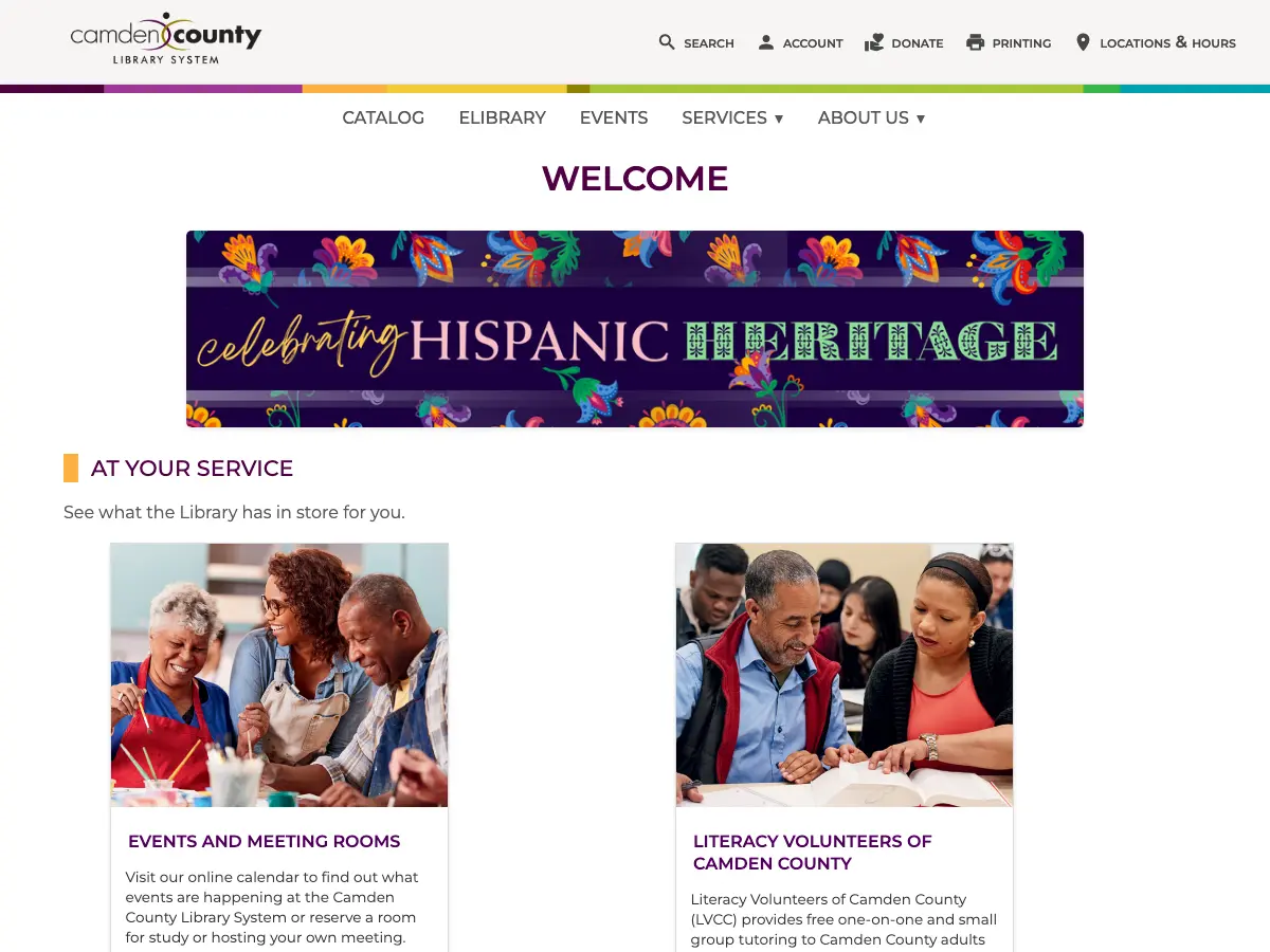Camden County Library System's website