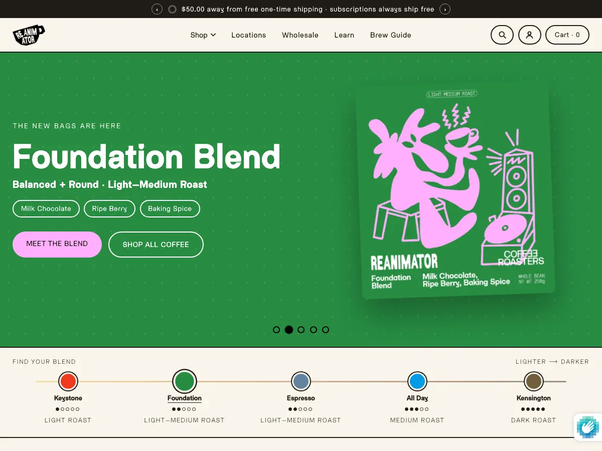 ReAnimator Coffee's website