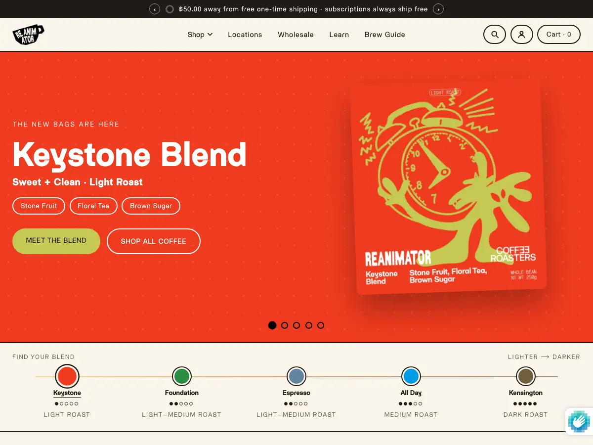 ReAnimator Coffee's website