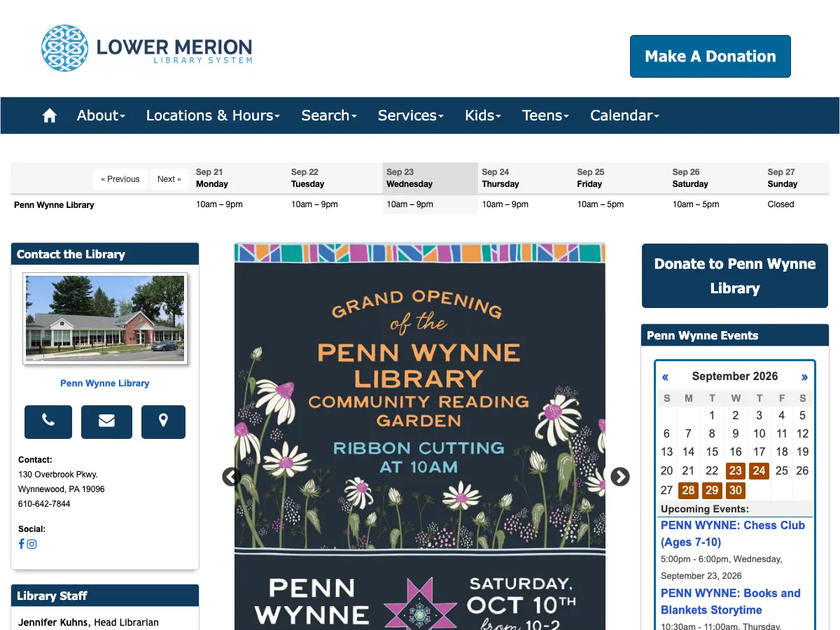Penn Wynne Library's website
