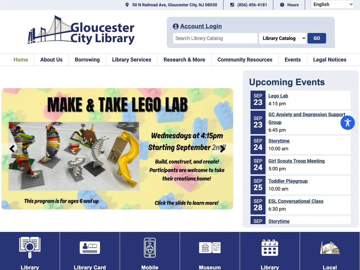 Gloucester City Library's website