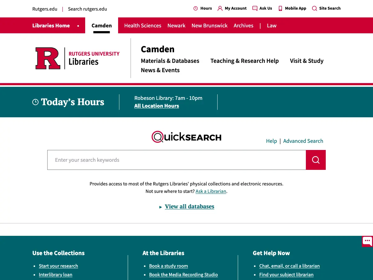 Paul Robeson Library's website