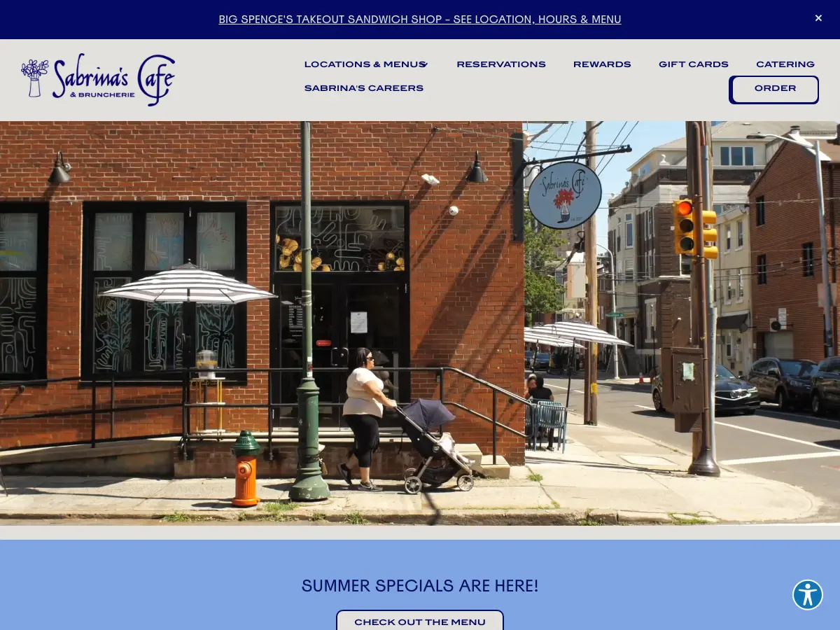 Sabrina's Cafe's website