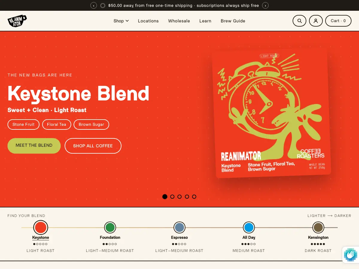 ReAnimator Coffee's website