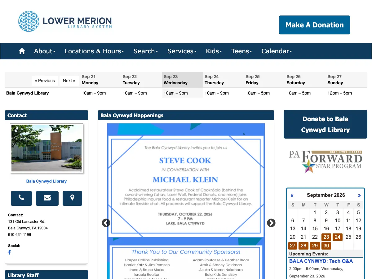 Bala Cynwyd Library's website