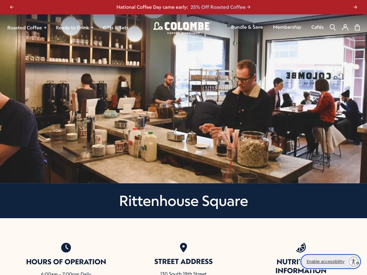 La Colombe Coffee Workshop's website