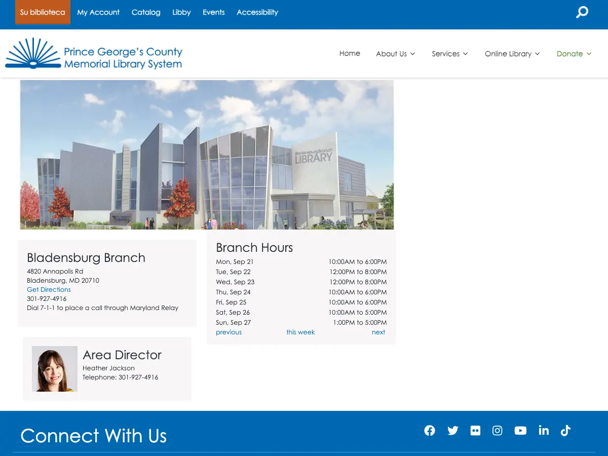 Bladensburg Branch Library's website