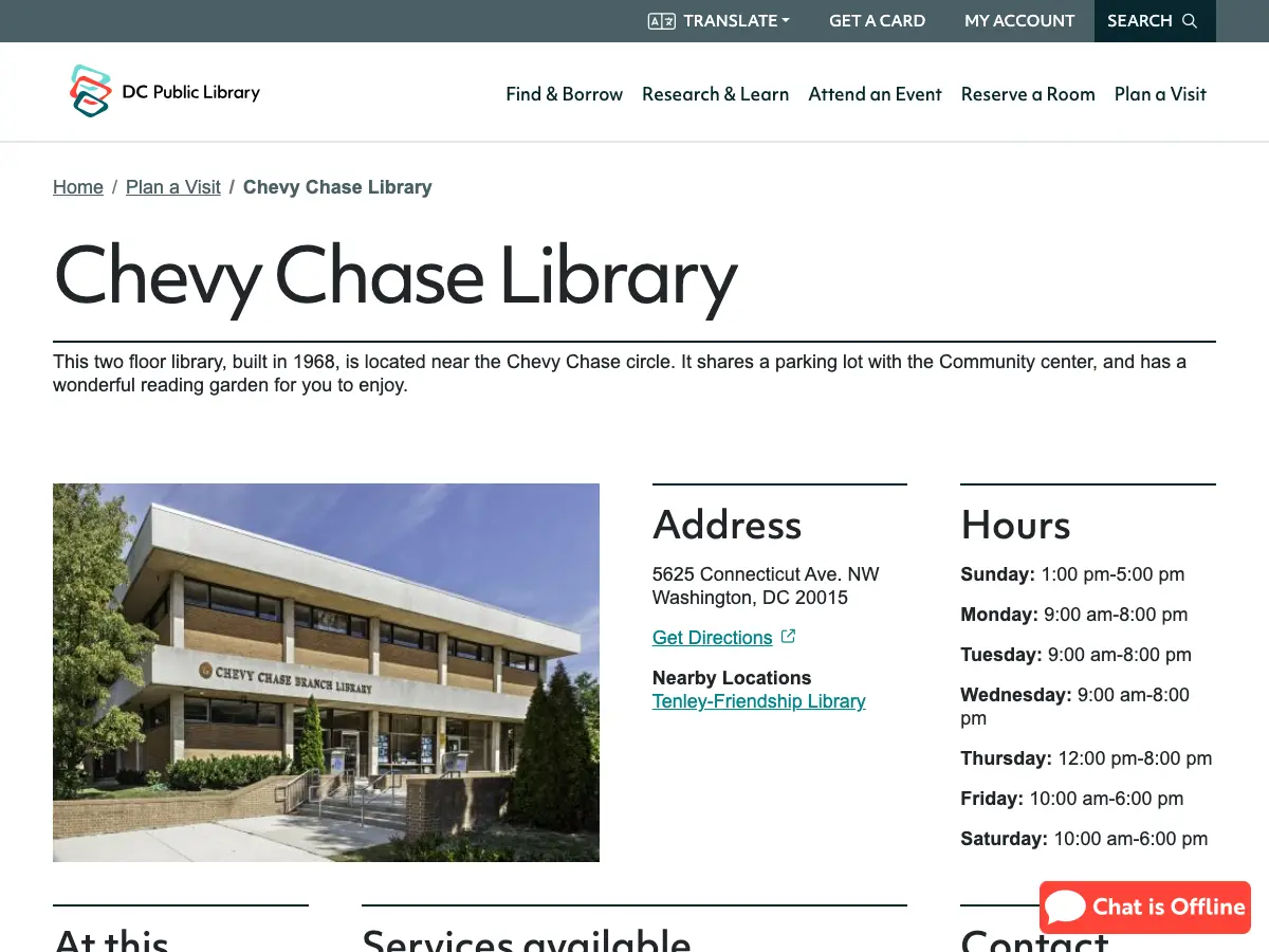 Chevy Chase Neighborhood Library's website