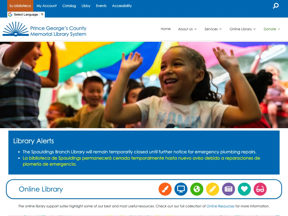 Hillcrest Heights Branch Library's website