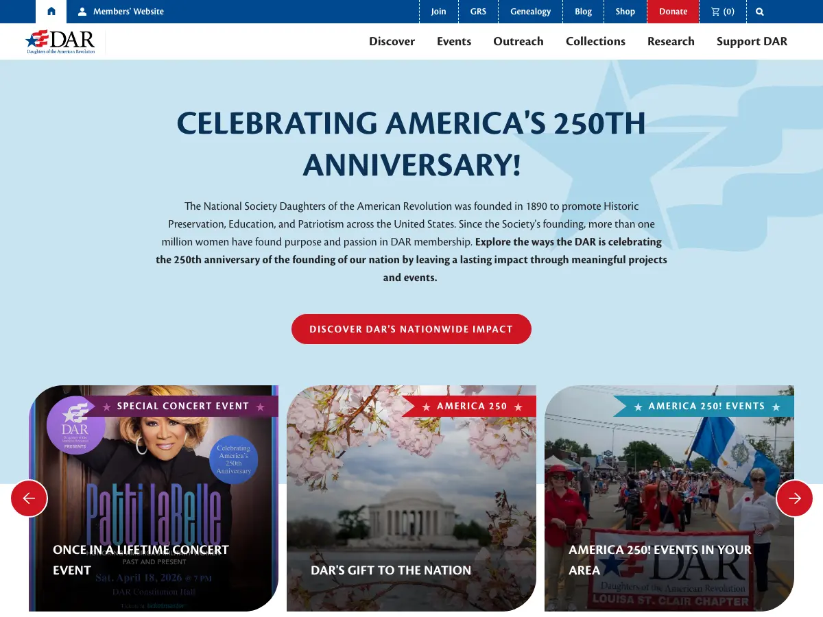 Daughters of the American Revolution National Headquarters's website