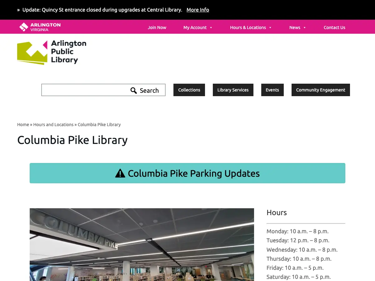Columbia Pike Library's website