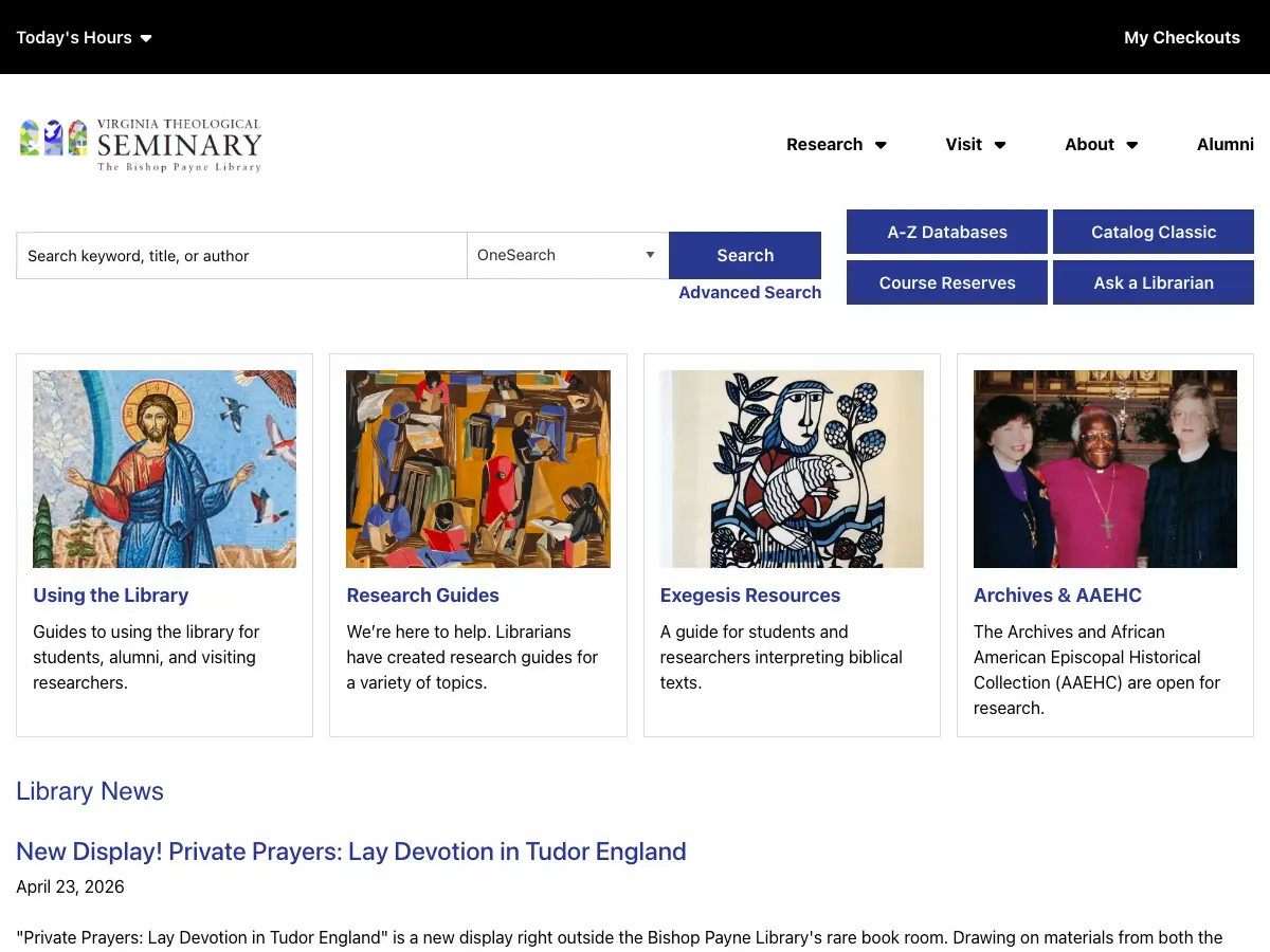 Bishop Payne Library's website
