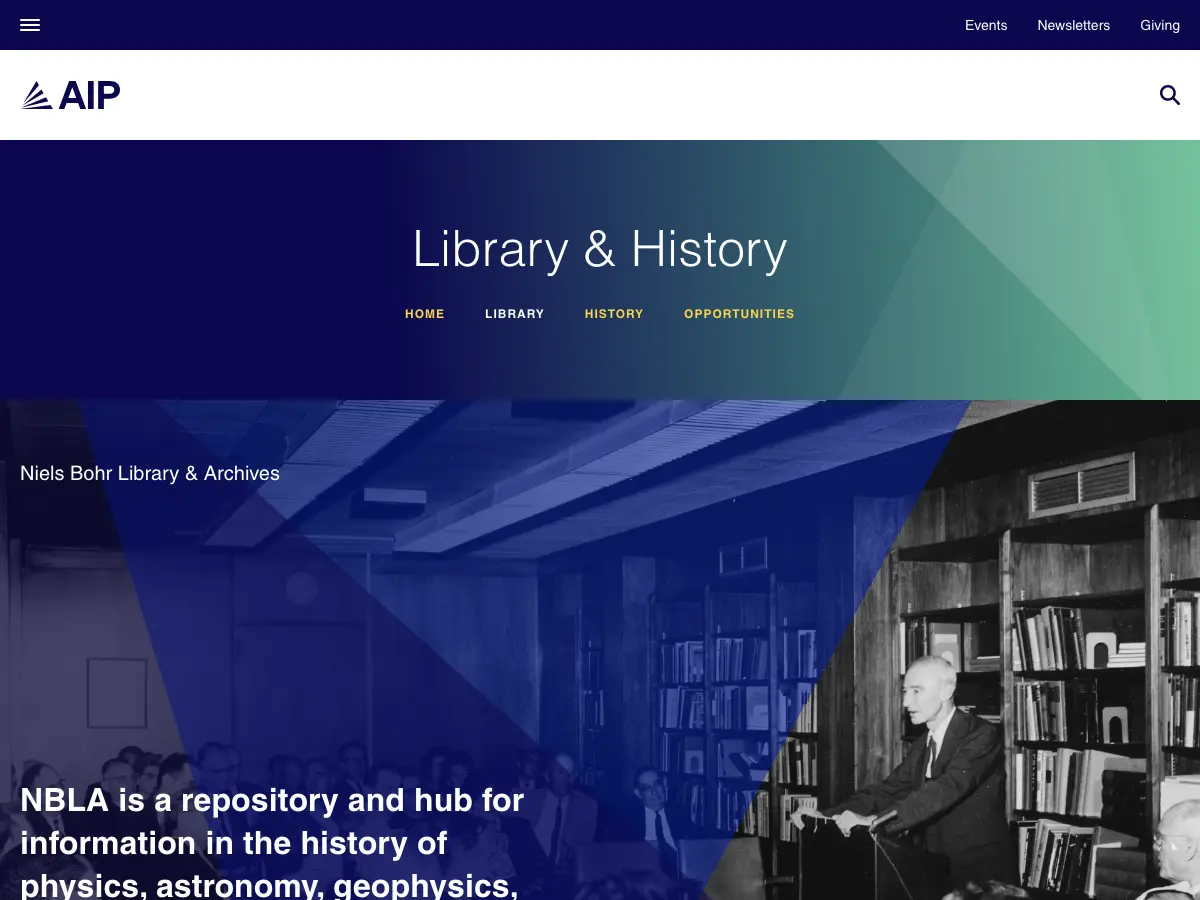 Niels Bohr Library & Archives's website