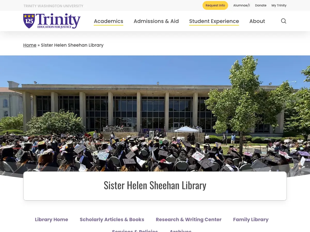 Sr. Helen Sheehan Library at Trinity Washington University's website