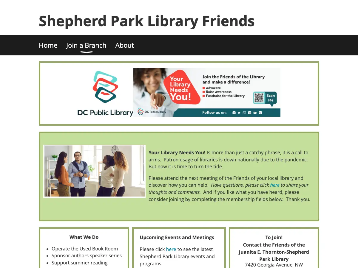 Friends of the Shepherd Park Library's website