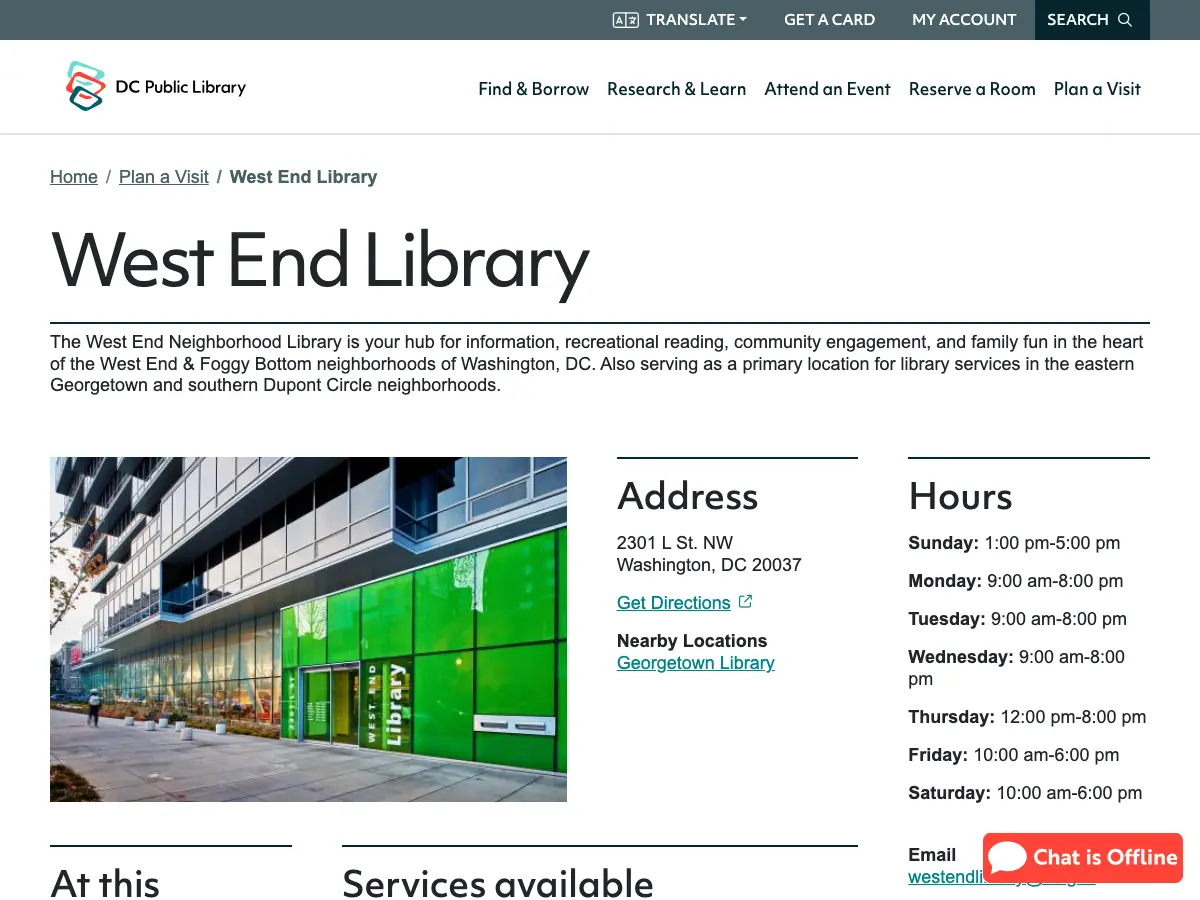 West End Neighborhood Library's website