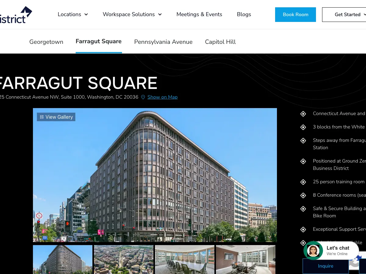 District Offices Coworking & Office Space - Farragut's website