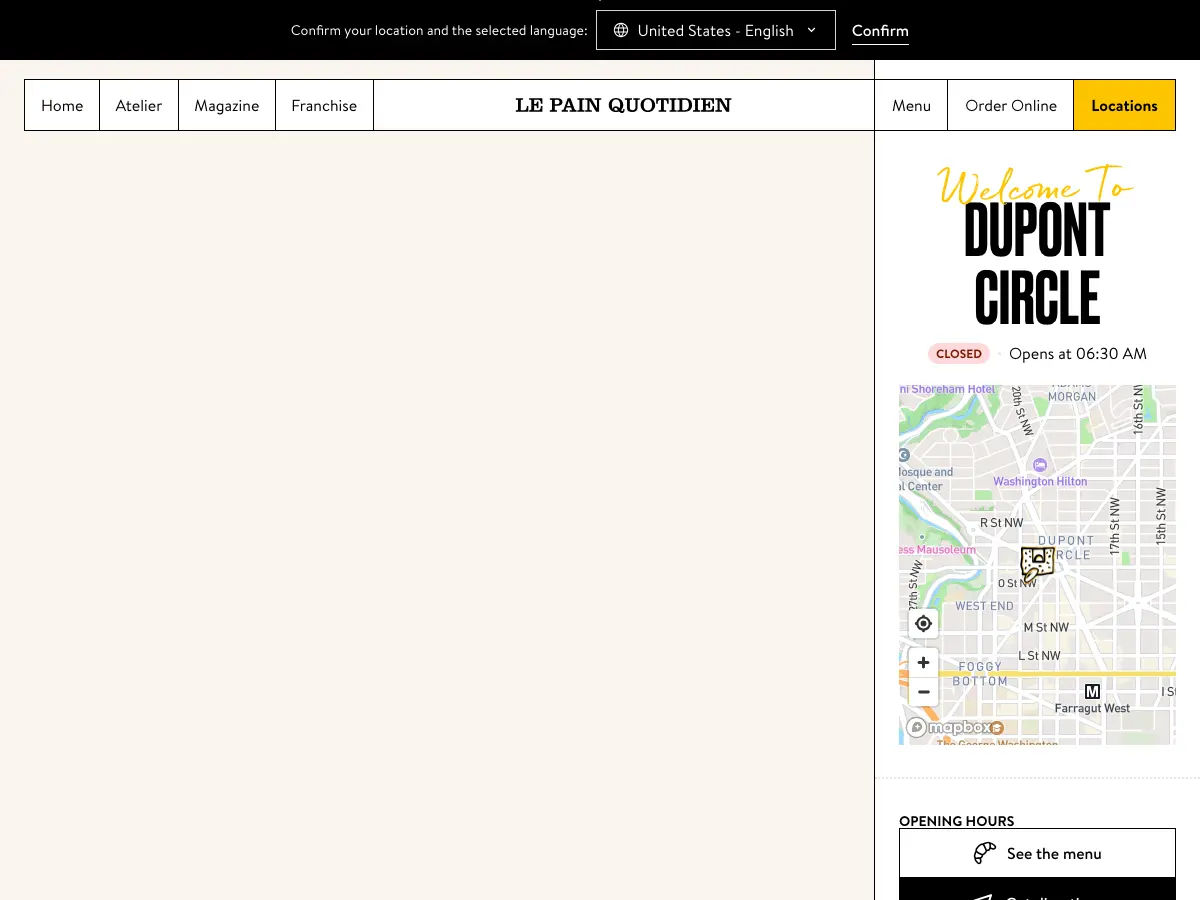 Le Pain Quotidien's website