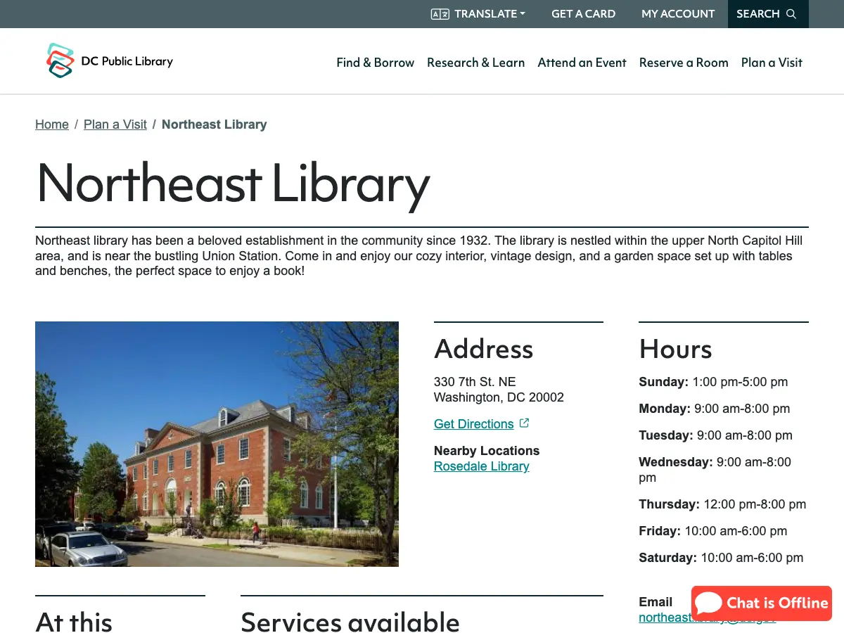 Northeast Neighborhood Library's website