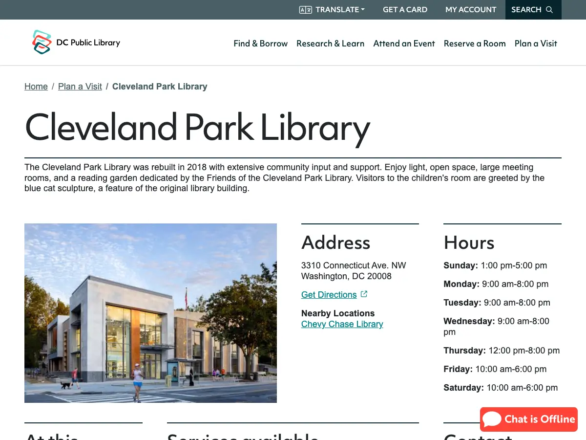 Cleveland Park Library's website